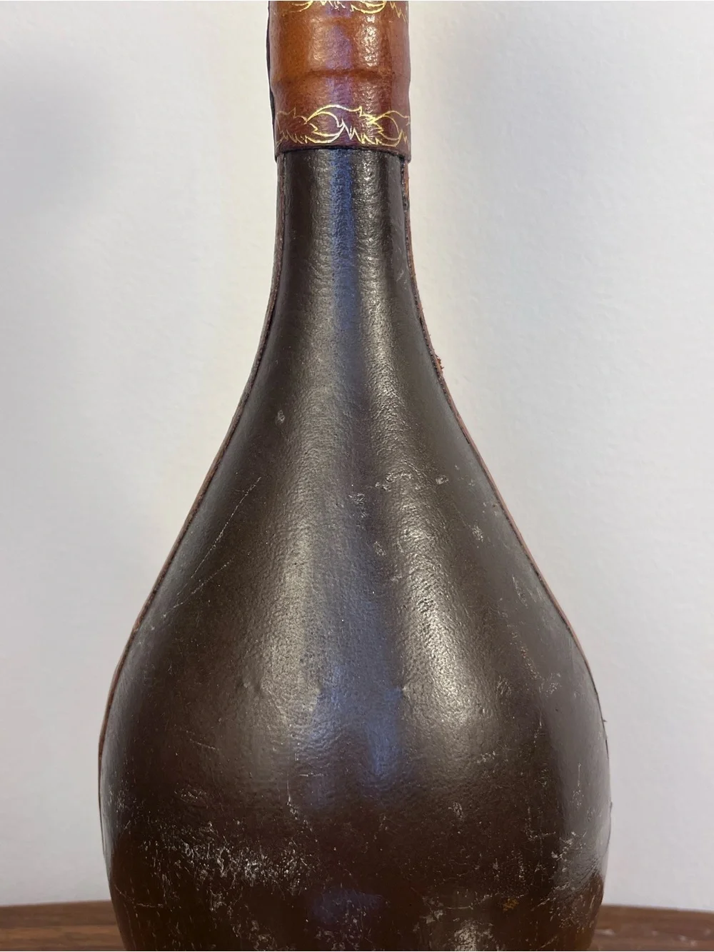 Florence‎ Italy Fausto Corduri Leather Wrapped Decanter Bottle Grapes Vintage
